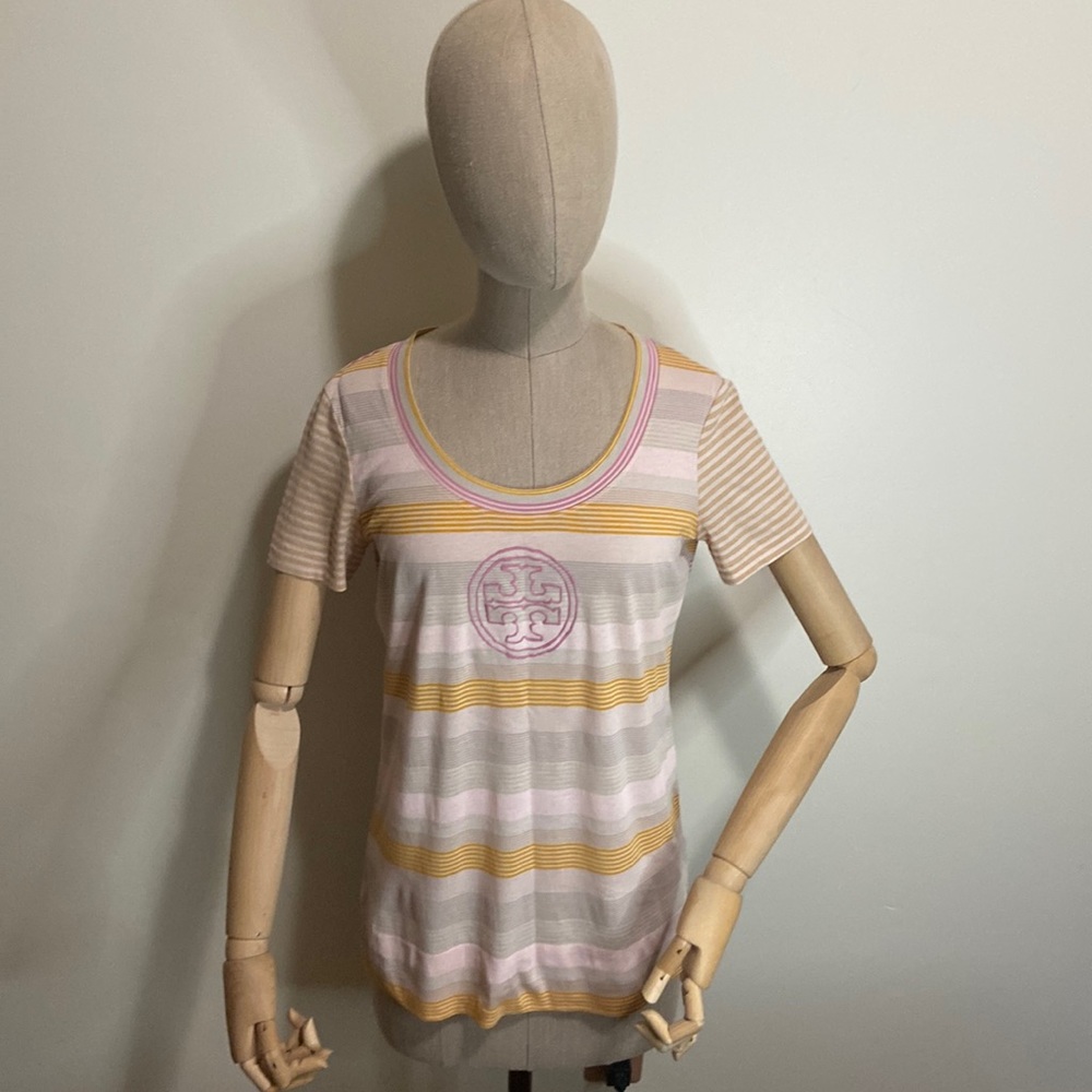 Tory Burch Woman’s T-shirt XS multi color strip .